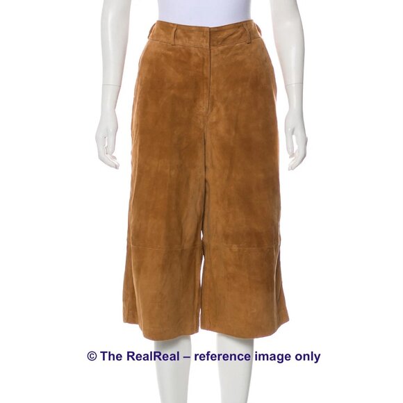 *NWT* Massimo Dutti Cognac Suede Leather High-Waisted Culottes – XS - Picture 14 of 16